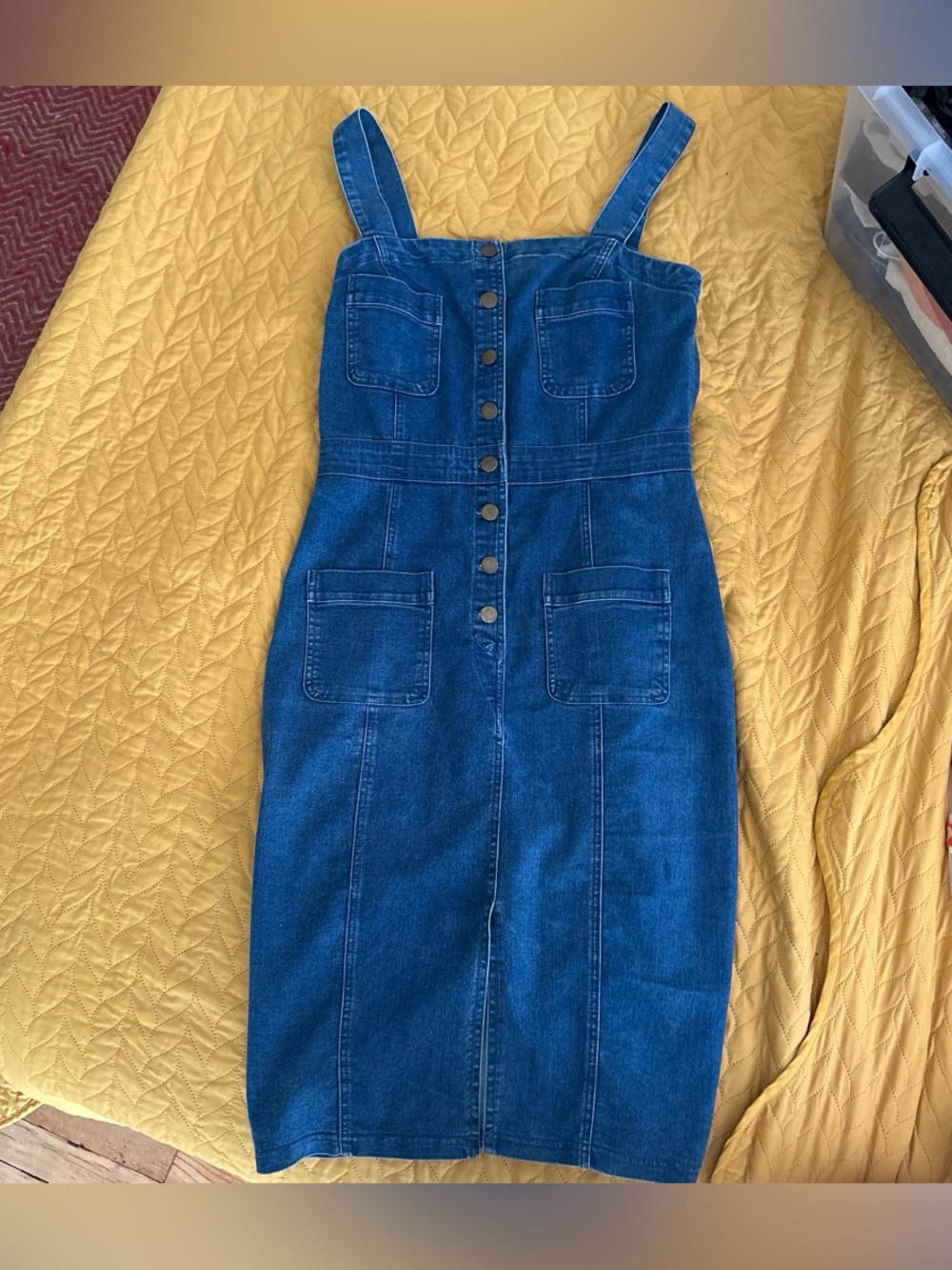 Classic Blue Denim Button-Front Sundress